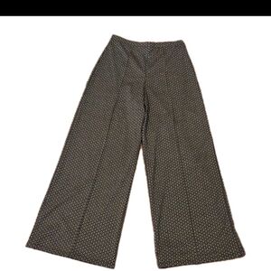 Max Studio Pintuck Wideleg Trousers Black with White Accents Womens L NWOT